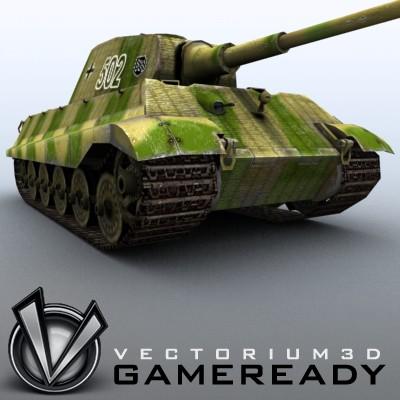 3D Model of Game Ready Low Poly King Tiger model - 3D Render 5